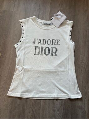 Christian Dior J'Adore Dior Sleeveless Logo Tank - White
